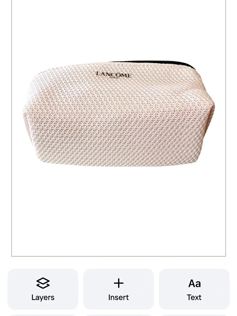 Lancôme Pink Woven Cosmetic Pouch With Black Trim. NEW